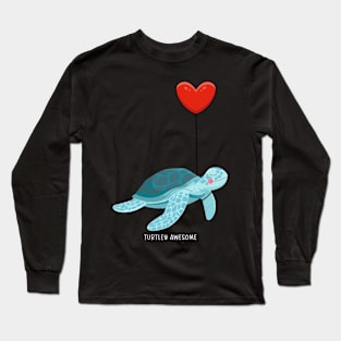 Turtle Watercolor Sea Ocean Underwater Valentine's Day Long Sleeve T-Shirt